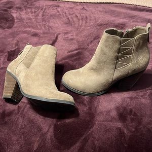 Brown suede heel booties